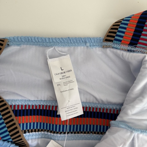 Cupshe Textured Blue One-Piece Swimsuit Size L • Cutout Stripes • New w/ Tags - Picture 7 of 11